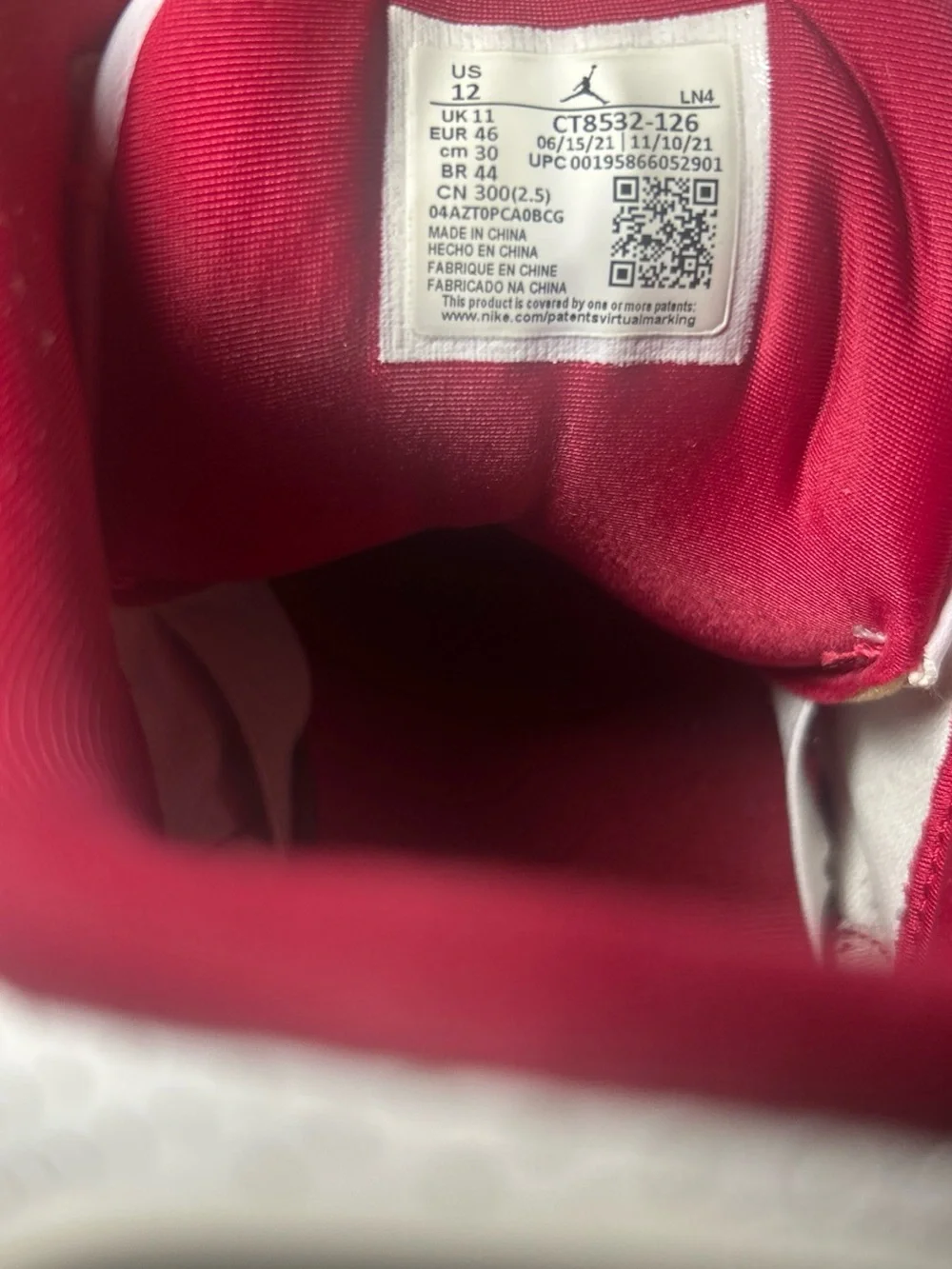 Air Jordan 3 Retro Cardinal Red Men's Size 12 Pre Owned